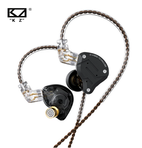KZ ZS10 Pro In Ear Headset 4BA+ 1DD Hybrid 10 Hybrid Tech Units HiFi Bass No Mic