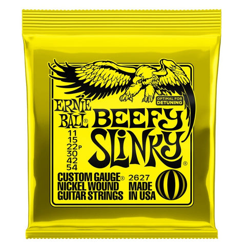 Ernie Ball 2627 Beefy Slinky electric guitar strings in yellow packaging