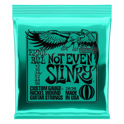 Ernie Ball 2626 Not Even Slinky electric guitar strings in green packaging
