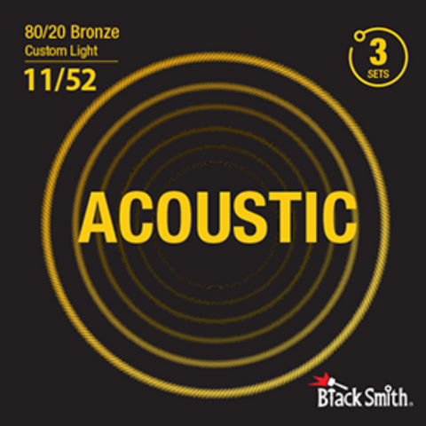 BR-1152-3P BlackSmith 3 pack 11/52 bronze acoustic strings custom light front of packet