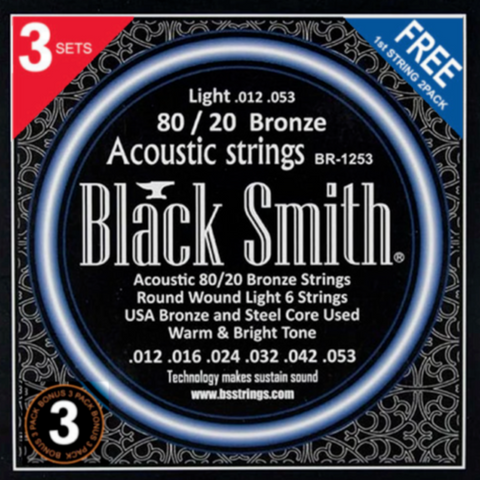 BR-1253-3P BlackSmith 1253 acoustic bronze strings 3 sets packet