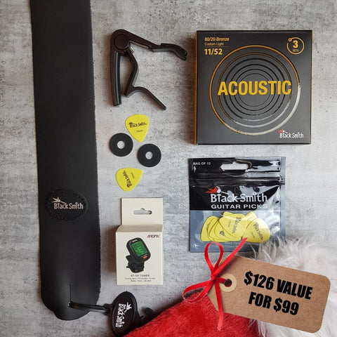 BlackSmith Acoustic Guitar Accessories Gift Pack - Leather Strap