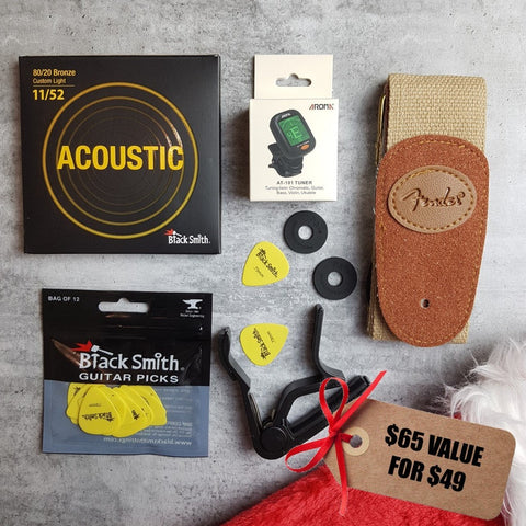 BlackSmith Acoustic Guitar Accessories Gift Pack - Webbing Strap