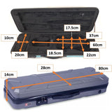 Crossrock CRA400VF hard case showing internal and external dimensions