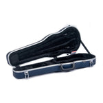 Crossrock CRA800SVBL shaped violin hard case open showing black faux fur interior and two bow holders