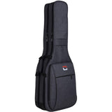 CRDG205DEGY Crossrock double electric guitar gig bag pictured from front showing large pocket and two zippers