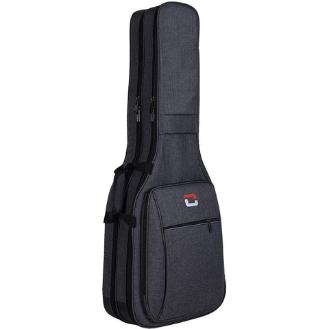 CRDG205DEGY Crossrock double electric guitar gig bag pictured from front showing large pocket and two zippers 