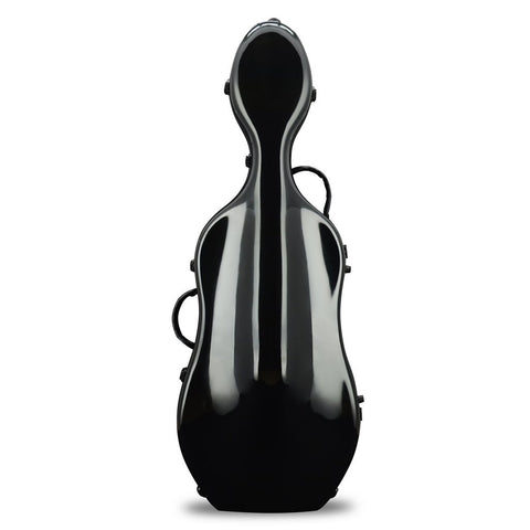 CRF1000CEFBK Crossrock black fibreglass cello case pictured from front