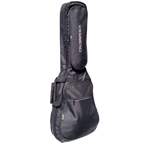 CRSG206EBK Crossrock electric guitar gig bag front side view with two large accessory pockets