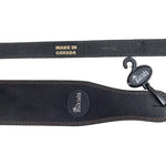 BlackSmith deluxe stitched veg tanned leather guitar strap in black Made in Canada