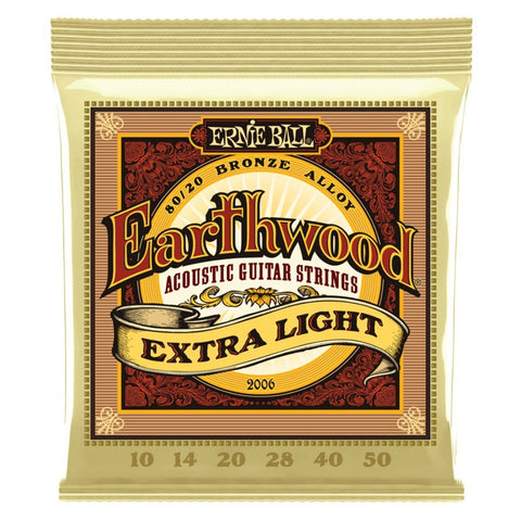 Ernie Ball Earthwood 80/20 Bronze Extra Light 10/50 acoustic guitar strings packet