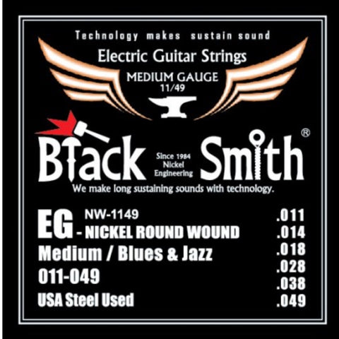 BlackSmith 11/49 Nickel Wound Round Electric Guitar Strings - Medium Blues/Jazz NW-1149
