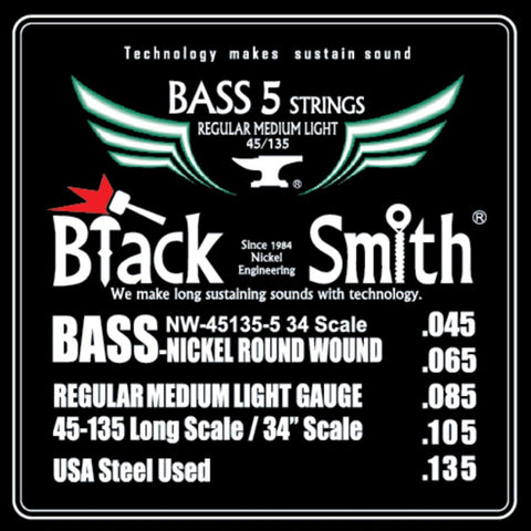 NW-45135-5-34 BlackSmith 45/135 5 string bass strings front of packet