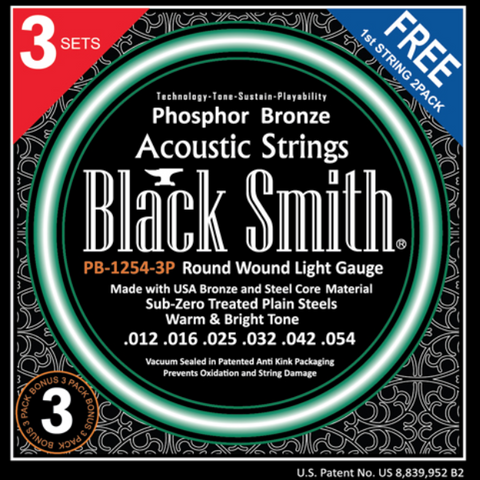 PB-1254-3P BlackSmith phosphor bronze 12/54 acoustic strings front of packet