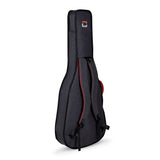 CRSG107DGY Crossrock standard metro series gig bag for acoustic and dreadnought guitars. Pictured from behind showing Crossrock logo and padded backpack straps