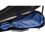 Blue dust cover bag on violin inside case