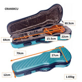 CRA400CUTU Crossrock ukulele case in turquoise showing internal and external dimensions