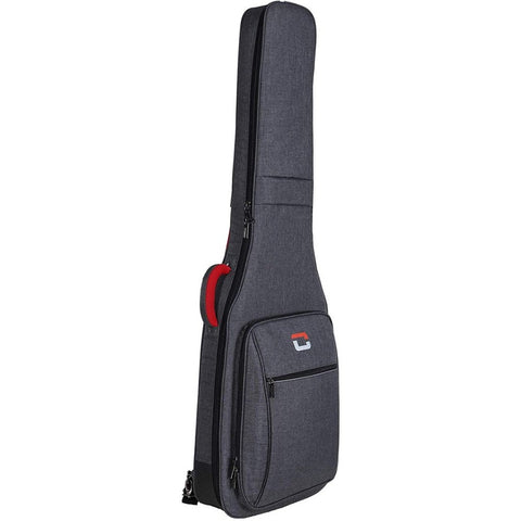 CRDG205BGY Crossrock deluxe metro series gig bag for bass guitars shown from front with handle and front pocket