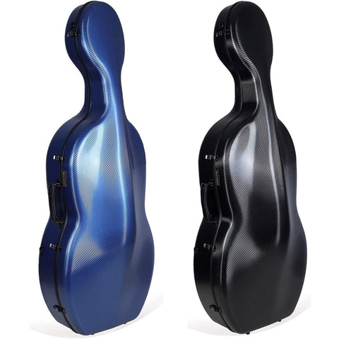 Crossrock CRF4000CEF carbon fibre cello case pictured in blue and black