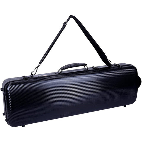 Crossrock CRF4000OVBK rectangular shaped violin case with shoulder strap applied