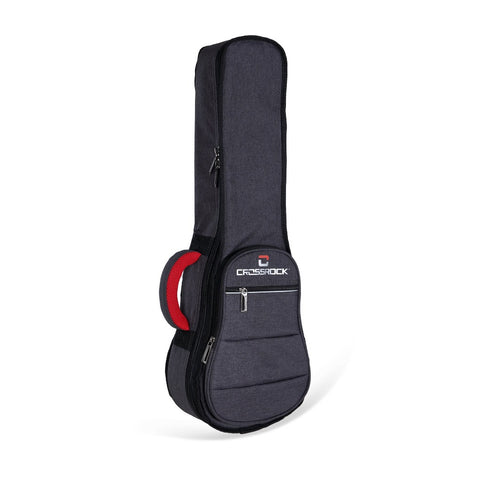 CRSG107BUDG Crossrock bass or baritone ukulele gig bag shown from front with large accessory pocket