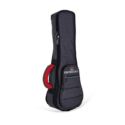 CRSG107CUDG Crossrock concert ukulele padded gig bags shown from front with accessory pockets