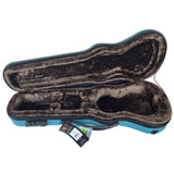 Crossrock CRA400TUTU turquoise tenor ukulele case inside showing faux fur brown lining and an accessory compartment with lid