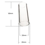 Greenchords glass guitar slide measurements. 60mm long, 20mm internal diamter, 26mm internal diamater