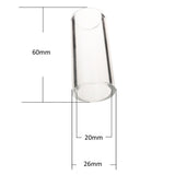 Greenchords glass guitar slide measurements. 60mm long, 20mm internal diamter, 26mm internal diamater