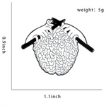 Knitting brain pin with dimensions - 0.9 inch high, 1.1 inch wide, 5g