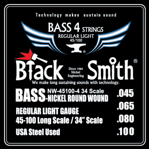NW-45100-4-34 BlackSmith Bass Strings 45/100 gauge for 4 string bass packet