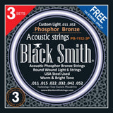 PB-1152-3P BlackSmith 3 pack phosphor bronze acoustic guitar strings 11/52 gauge front of packet