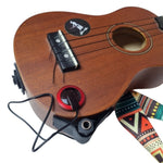 Greenchords piezo contact mic affixed to ukulele