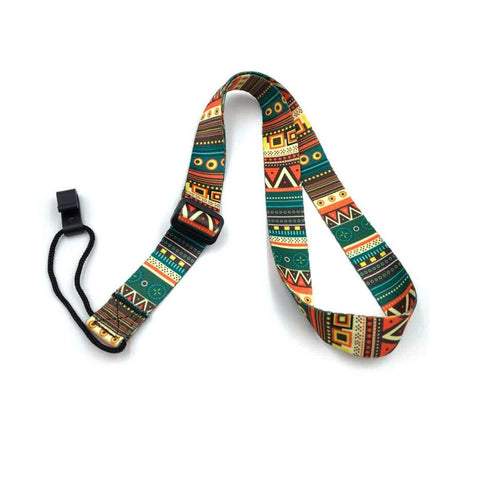 Patterned lanyard style ukulele strap with hook