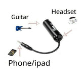 iRig showing connections to headset phone and guitar